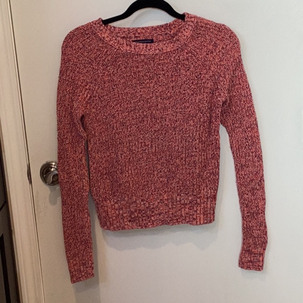 American Eagle Outfitters Marled Pink Crew Neck Sweater